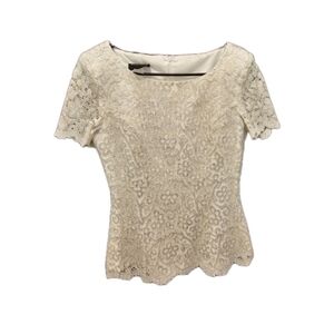 VTG 80s‎ Lace Top Womens XS Coquette Ivory Cottage Victoria Floral Regency Fairy